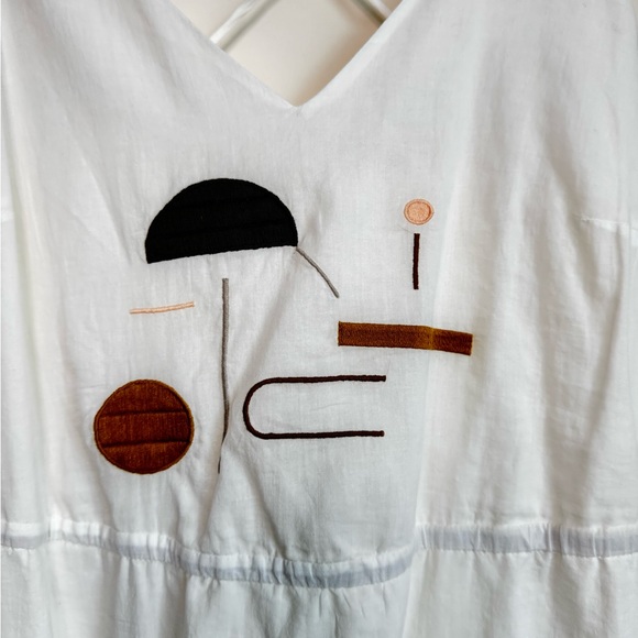 100% Cotton Dress - Crisscross Tie Back with Stitched Geometric Pattern - Picture 3 of 11